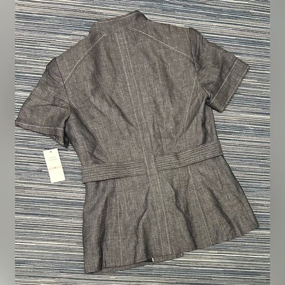🆕Calvin Klein Women’s Size 10 Linen Blend Short Sleeved Belted Jacket Blazer - Picture 3 of 5